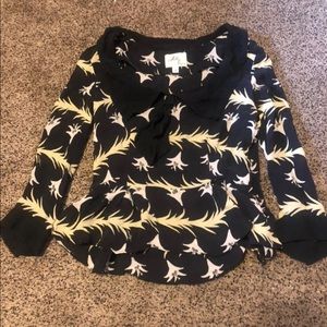 Milly Floral Print Collar Tie Blouse